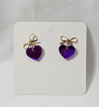 Tiny Hearts with Gold Bow Studs