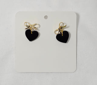 Tiny Hearts with Gold Bow Studs