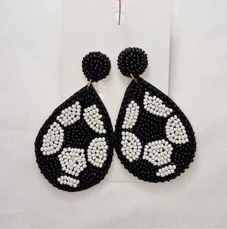 Soccer Teardrop Seed Bead Earrings