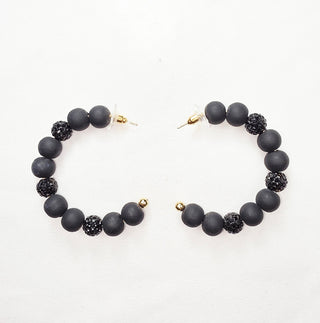 Ball Hoop Clay & Rhinestone Earrings
