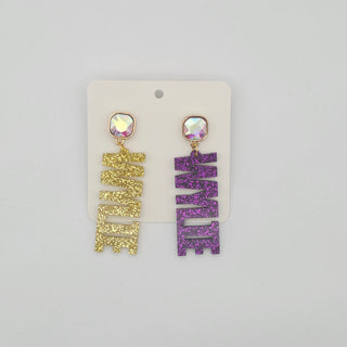 Wylie Bulldogs - Wylie Glitter Acrylic AB Stone Earrings
