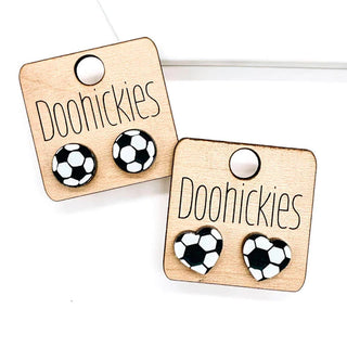 Soccer Ball & Heart Studs
