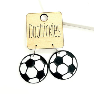 Round Soccer Ball Acrylic Earrings
