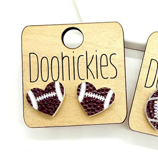 Football Hearts Acrylic Studs