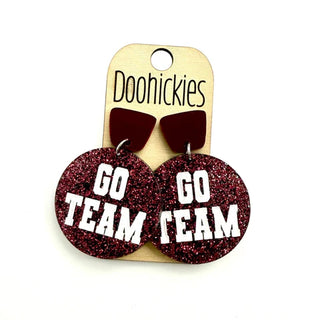 Go Team Round Acrylic Earrings