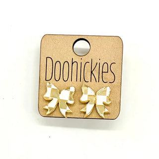 Checkered Bow Acrylic Studs