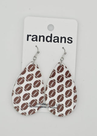 Football Tear Drop Acrylic Earrings