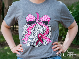 Cancer Ribbon Bow Pumpkin Tee
