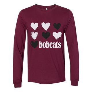 Bowie Bobcats - Foil Hearts Long Sleeve T-Shirt