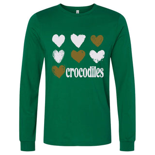 Crockett Crocodiles - Foil Hearts Long Sleeve T-Shirt
