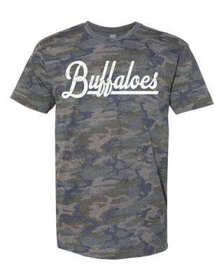 Cross Plains Buffaloes - Script with Tail Camo T-Shirt