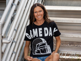 Game Day Checkered Helmet - Football Tee
