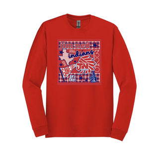 Jim Ned Indians - Game Day Checkered Long Sleeve T-Shirt