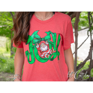 Joy Ribbon with Santa - Christmas Tee