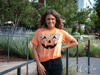Jack O' Lantern Polka Dot Glasses - Halloween Tee