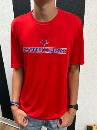 Cooper Cougars - Solid Red Wicking Tee