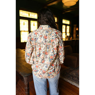 Jenna Red/Blue Floral Long-Sleeve Top