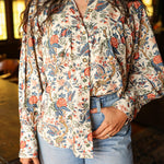 Jenna Red/Blue Floral Long-Sleeve Top