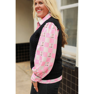 Jesse Pink Check Long-Sleeve Top
