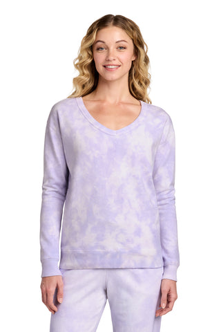 Port & Co® Women's Beach Wash® Cloud Tie-Dye V-Neck Sweatshirt LPC140V