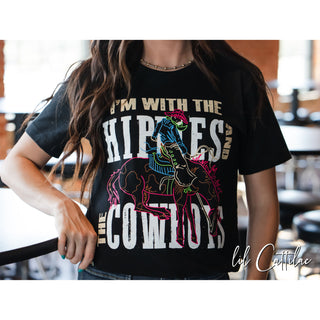 I'm With the Hippies Neon Bronc - Western Tee