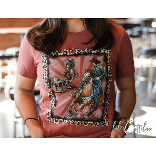 Team Roper Leopard Border - Western Tee