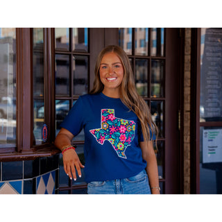 Texas Stitched Flower - Texas Tee - Lil Cattilac