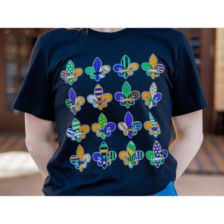 Fleur De Lis Patterned - Mardi Gras Tee - Lil Cattilac