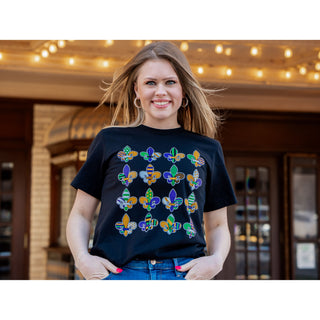 Fleur De Lis Patterned - Mardi Gras Tee - Lil Cattilac