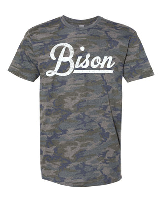 Madison Bison - Script with Tail Camo T-Shirt