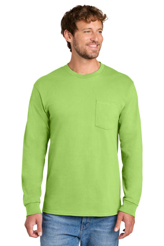 Port & Co® Long Sleeve Essential Pocket Tee.  PC61LSP