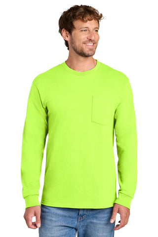Port & Co® Long Sleeve Essential Pocket Tee.  PC61LSP