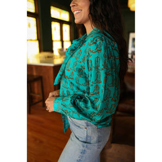 Sadie Boots Bowtie Long-Sleeve Top