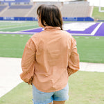 Sadie Orange Check Bowtie Long-Sleeve Top