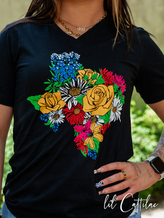 Texas Flowers V-Neck - Texas Tee