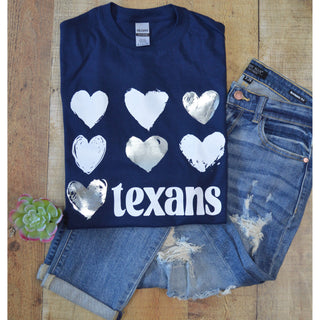 Thomas Texans - Foil Hearts T-Shirt