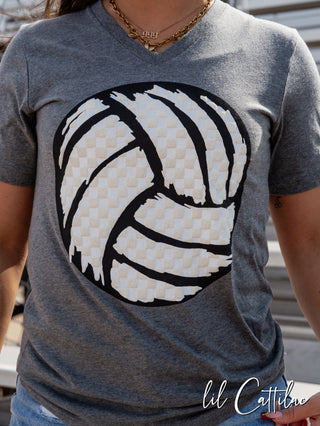 Volleyball Checkered - V-Neck Volleyball Tee