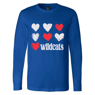 Allie Ward Wildcats - Foil Hearts Long Sleeve T-Shirt