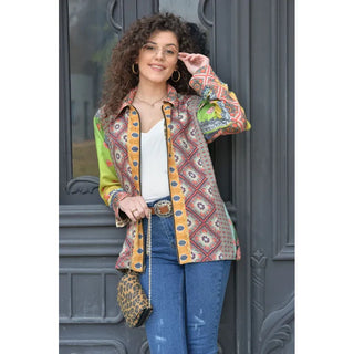 Reversible Embroidered Leopard Print Utility Jacket