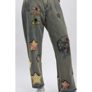 Denim Star Patchwork Pants